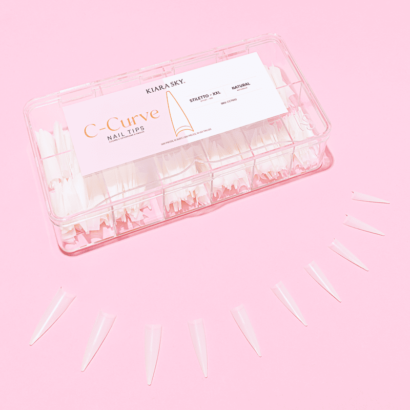 C-Curve Tip - CCTC02 XXL Stiletto Natural 500pc Diamond Nail Supplies