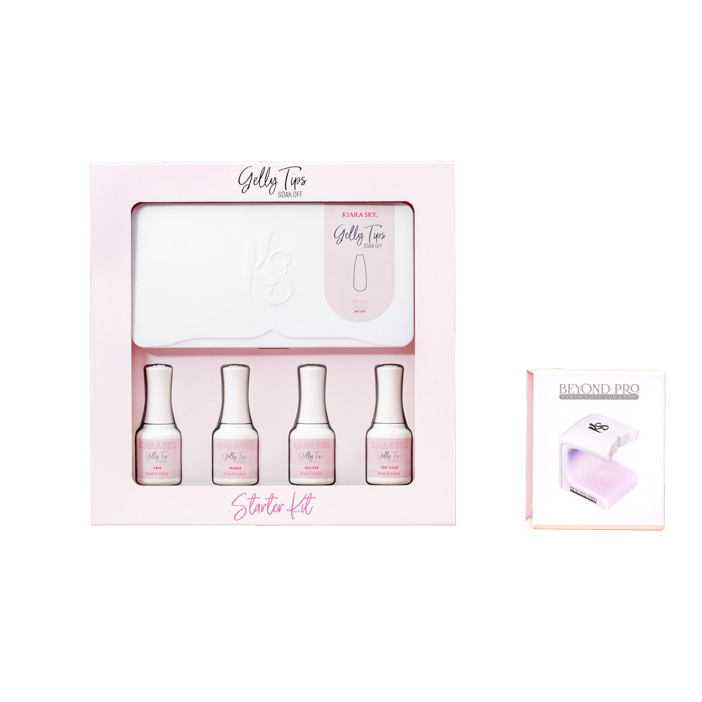 Gelly Tip Kit - GK08 Short Almond + Flash Cure Lamp Diamond Nail Supplies