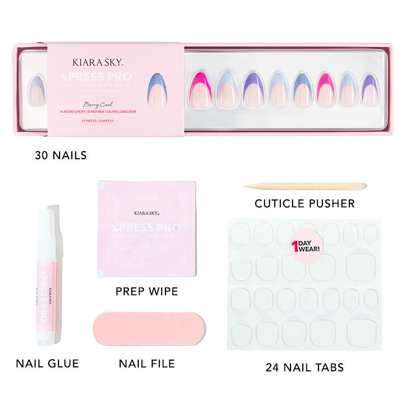 xPress Pro Press-On Nail Tips - XPAS08 Berry Cool Diamond Nail Supplies