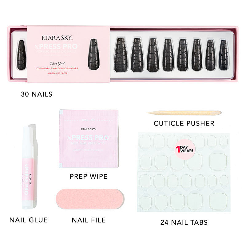 xPress Pro Press-On Nail Tips - XPCL02 Dark Soul Diamond Nail Supplies