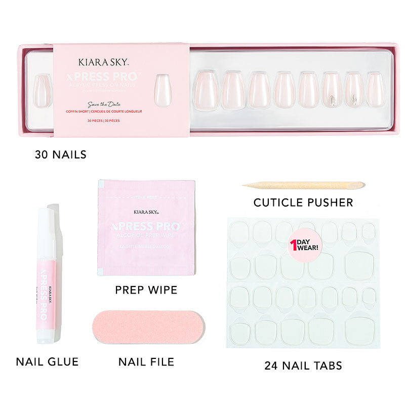 xPress Pro Press-On Nail Tips - XPCS03 Save the Date Diamond Nail Supplies