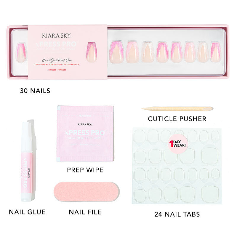 xPress Pro Press-On Nail Tips - XPCS05 Can't Just Pink One Diamond Nail Supplies