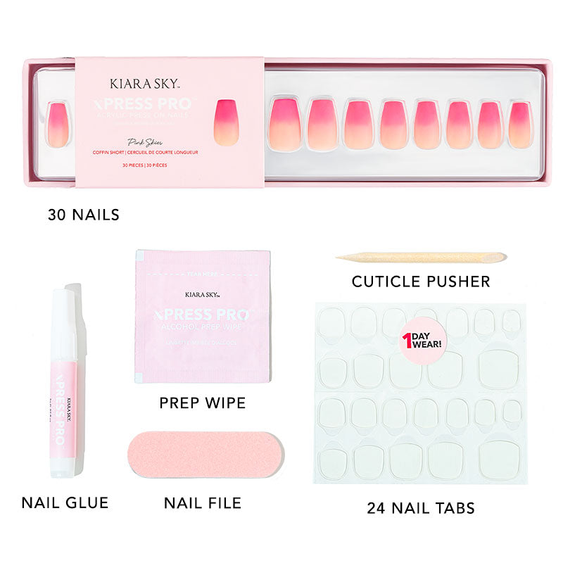 xPress Pro Press-On Nail Tips - XPCS01 Pink Skies kiara-sky-australia